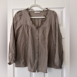 Neuflora McKay Blouse Small brown gingham